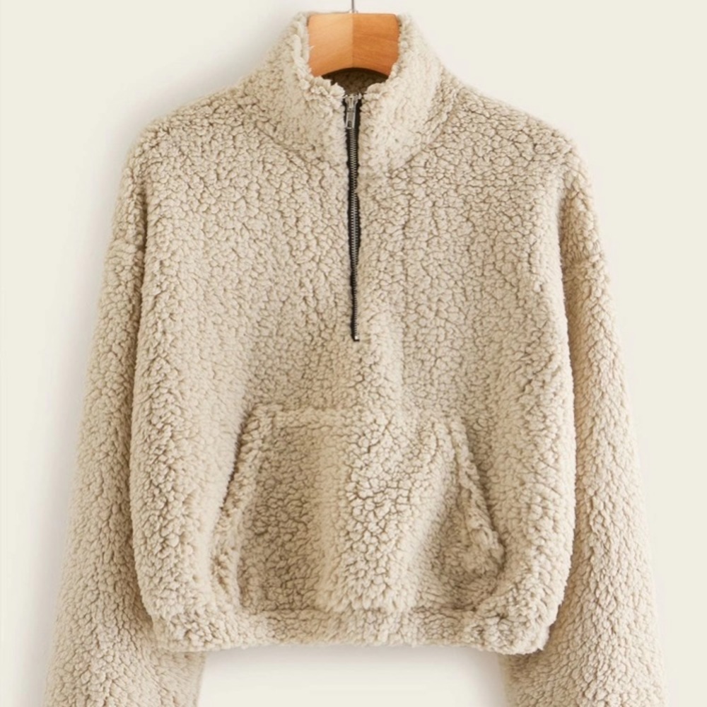Fluffy Teddy Sweatshirt Half Zip